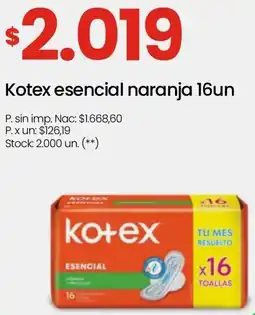 Changomas Kotex esencial naranja oferta