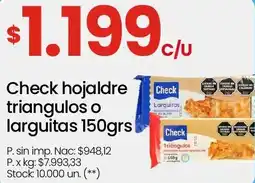 Changomas Check hojaldre triangulos o larguitas oferta