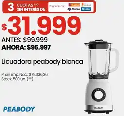 Changomas Peabody licuadora blanca oferta