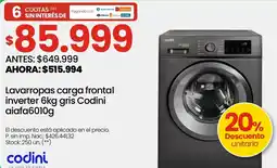 Changomas codini Lavarropas carga frontal inverter oferta
