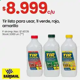 Changomas Bardahl tir listo para usar, 11 verde, rojo, amarillo oferta