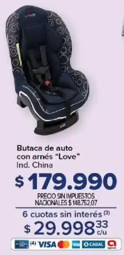 Carrefour Love butaca de auto con arnés oferta