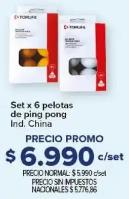 Carrefour Toplife set x 6 pelotas de ping pong oferta