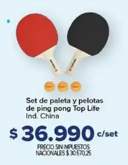 Carrefour Top life set de paleta y pelotas de ping pong oferta