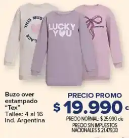 Carrefour Tex buzo over estampado oferta
