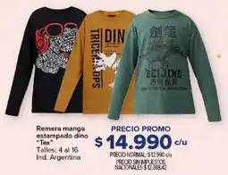 Carrefour Tex remera manga estampado dino oferta