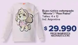 Carrefour Minnie/Paw Patrol buzo rústico estampado oferta