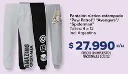 Carrefour Paw patrol/avengers/ spiderman pantalón rústico estampado oferta
