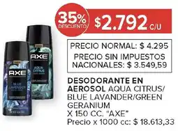 Carrefour Axe desodorante en aerosol aqua citrus/ blue lavander/green geranium oferta