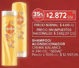 Carrefour Sedal shampoo/ acondicionador oferta