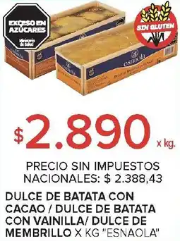 Carrefour Esnaola dulce de batata con cacao/ dulce de batata con vainilla/ dulce de membrillo oferta
