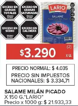 Carrefour Lario salame milán picado oferta