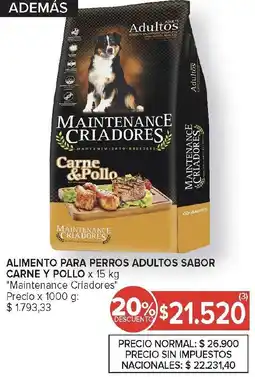 Carrefour Maintenance criadores alimento para perros adultos sabor carne y pollo oferta
