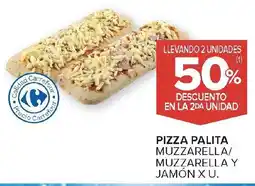 Carrefour Pizza palita muzzarella/ muzzarella y jamón oferta