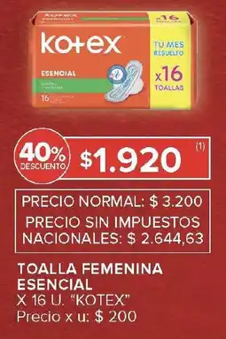 Carrefour Kotex toalla femenina esencial oferta