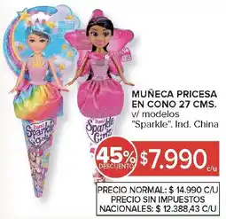 Carrefour Sparkle muñeca pricesa en cono oferta