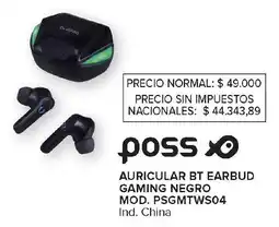 Carrefour Poss auricular bt earbud gaming negro oferta