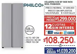 Carrefour Philco heladera side by side inox oferta