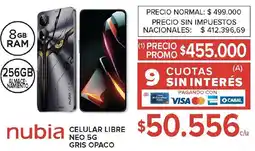 Carrefour nubia celular libre neo 5G gris opaco oferta