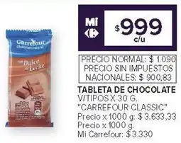 Carrefour Carrefour classic tableta de chocolate v/tipos oferta