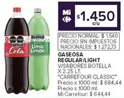 Carrefour Carrefour classic gaseosa regular/light v/sabores botella oferta