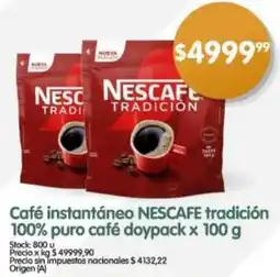 Supermercados Buenos Días Nescafé café instantáneo tradición 100% puro café doypack oferta