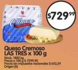 Supermercados Buenos Días Las tres queso cremoso oferta