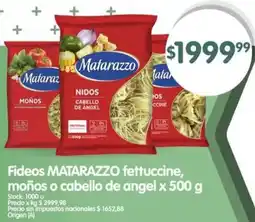 Supermercados Buenos Días Matarazzo fideos fettuccine, moños o cabello de angel oferta