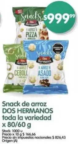 Supermercados Buenos Días Dos hermanos snack de arroz toda la variedad oferta