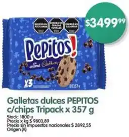 Supermercados Buenos Días Pepitos galletas dulces c/chips tripack oferta