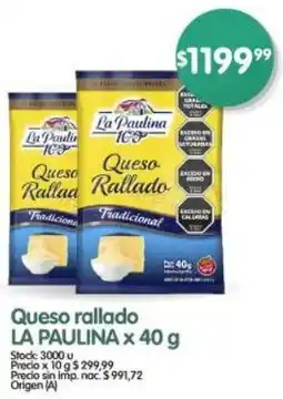 Supermercados Buenos Días La paulina queso rallado oferta