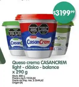 Supermercados Buenos Días Casancrem queso crema light-clásico-balance oferta