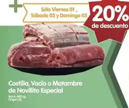 Supermercados Buenos Días Costilla, vacío o matambre de novillito especial oferta