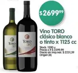 Supermercados Buenos Días Toro vino clásico blanco o tinto oferta