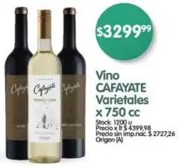 Supermercados Buenos Días Cafayate vino varietales oferta