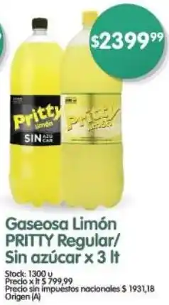 Supermercados Buenos Días Pritty gaseosa limón regular/ sin azúcar oferta