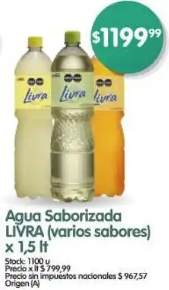 Supermercados Buenos Días Livra agua saborizada oferta