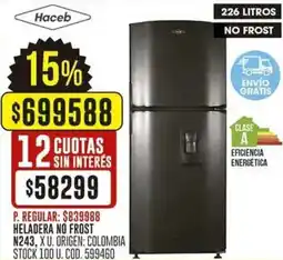 Coto Haceb heladera no frost oferta