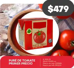 Supermercados Tadicor Puré de tomate primer precio oferta