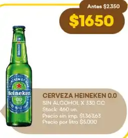 Supermercados Tadicor Heineken cerveza 0.0 sin alcohol oferta