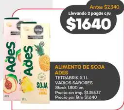 Supermercados Tadicor Ades alimento de soja oferta