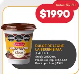 Supermercados Tadicor La Serenísima dulce de leche oferta