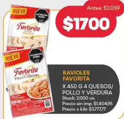 Supermercados Tadicor Favorita ravioles oferta