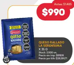 Supermercados Tadicor La Serenísima queso rallado oferta