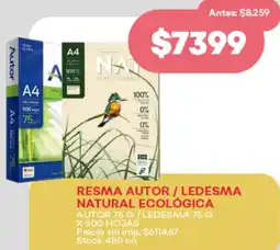 Supermercados Tadicor Resma autor/ledesma natural ecológica oferta