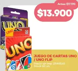 Supermercados Tadicor Juego de cartas uno /uno flip oferta