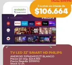 Supermercados Tadicor Philips TV LED 32" Smart HD oferta