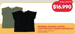 Supermercados Tadicor Remera manga corta con tachas varios modelos oferta