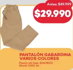 Supermercados Tadicor Pantalón gabardina varios colores oferta