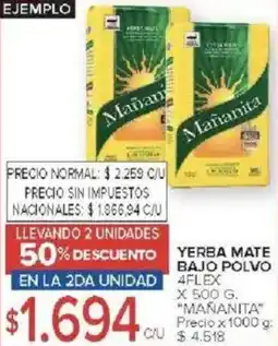 Carrefour Mañanita yerba mate bajo polvo oferta